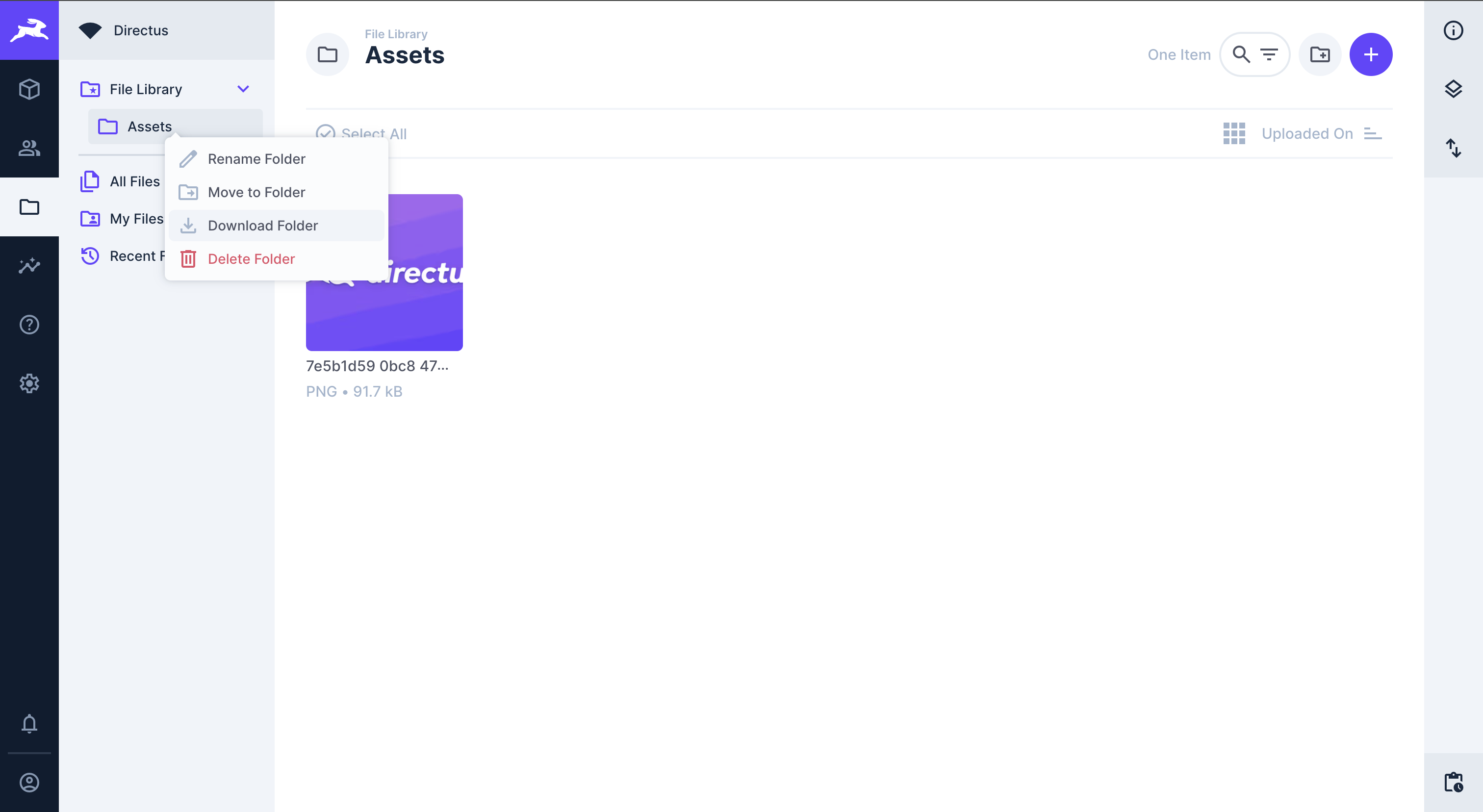 Folder Tree Sidebar with Folder Context Menu showing download folder menu item